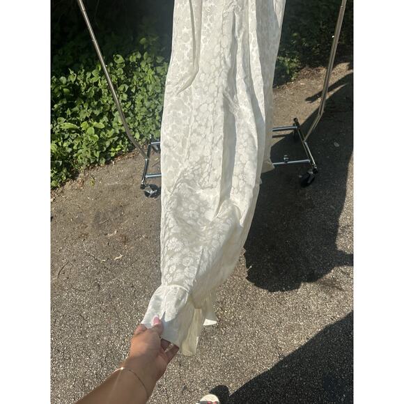 1960’s Wedding Dress Classy Flower Print Train Button Up Vintage Size Small - Picture 12 of 16